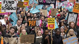Day of disruption in U.K. as up to half a million join 'walkout Wednesday'