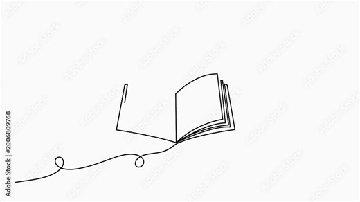 Open book icon animation in a clean and modern one line style