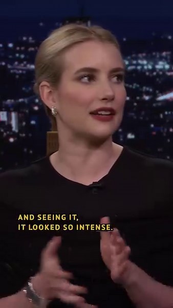 #EmmaRoberts got #KimKardashian’s lip gloss all over when kissing her for #AmericanHorrorStory Delicate: Part Two! #FallonTonight #AHSDelicate #AHS | The Tonight Show Starring Jimmy Fallon