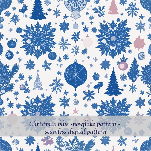 Christmas Blue Snowflake Pattern - Seamless Digital Pattern - Etsy