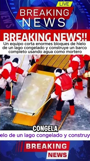 The team cut blocks of ice from the lake and used water as a binder to build a boat