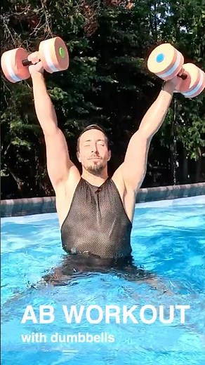 Ab Workout in the Pool Using Water Dumbbells #shorts