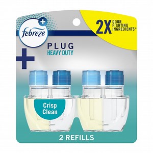 Febreze Plug In Air Freshener, Odor-Fighting Scented Oil Refill, Heavy Duty Crisp Clean, 2 Refills