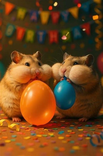 "Tiny Hamster Blows a Balloon... Until It Pops! 🎈🐹😂 | Funny Cute Animal Short"