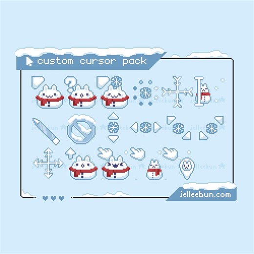 Animated Snow Bunny Pixel Art Mouse Cursors - Winter Holiday (windows Only, 17 Custom Animations) - Etsy