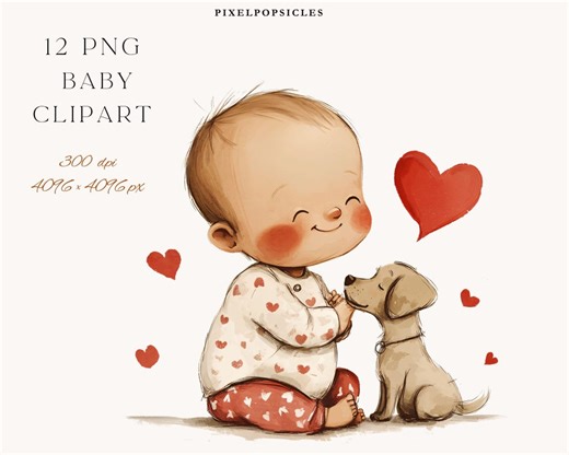 Watercolor Baby Clipart: High-res Whimsical PNG Images (digital Download) - Etsy