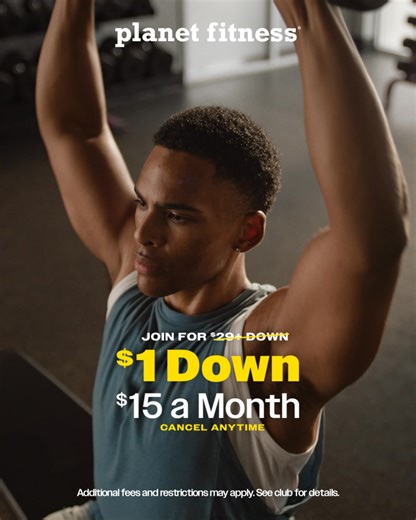 Start 2026 off strong. Join Planet Fitness for $1 down, $15/mo. | Planet Fitness