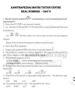 X Std CBSE | Mathematics - Day 5 | Board Exam Daywise Preparation Chapter 1 - Real Numbers