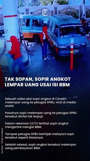 TAK SOPAN, Sopir Angkot Lempar Uang Usai Mengisi Bahan Bakar di SPBU Cimahi