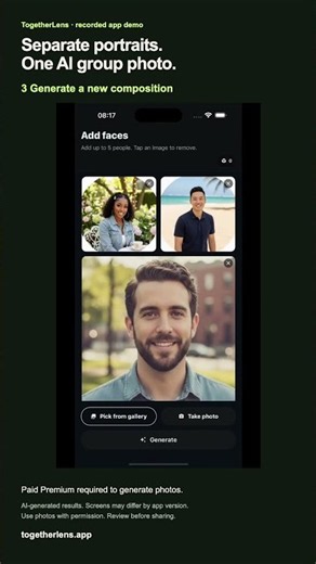 How to combine separate portraits into one AI group photo | TogetherLens