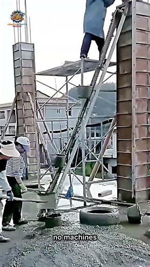 Build Concrete Columns Without Heavy Equipment 🏗️💪 #workers #process #site #engineering #cement