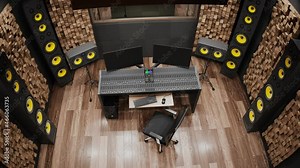 Audio console in a music recording studio. Professional sound mixer. Production.