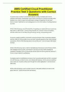 AWS Certified Cloud Practitioner Practice Test 3 Questions with Correct Answers837 video