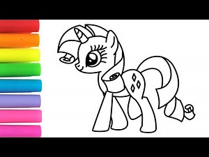 How to draw and color Rarity, my little pony drawing and coloring, Cute Rarity drawing
