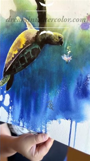 Art Reveal Watercolor Painting: Turtle's Flower Discovery #watercolorpainting #art #painting