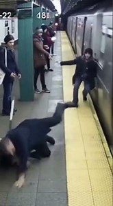 He jumped on the TRACKS to save them! 🚅😱