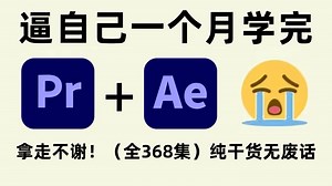 【PR教程 AE教程】专为零基础小白录制的全套PR AE教程，再也不用盲目自学了，逼自己一个月学完，从零基础小白到后期大神只要这套就够了！