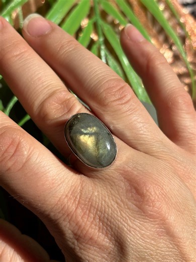 Genuine Labradorite Ring Size 9. 925 Silver Plated *no Filter - Etsy
