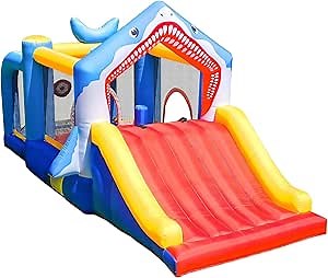 Bounce House, Kids Bounce House with Slide, Ball Pit, Inflatable Bouncer Castle for Toddlers & Children 3-8, Jumper Shark Bouncy House, Wet or Dry Indoor Outdoor Playground