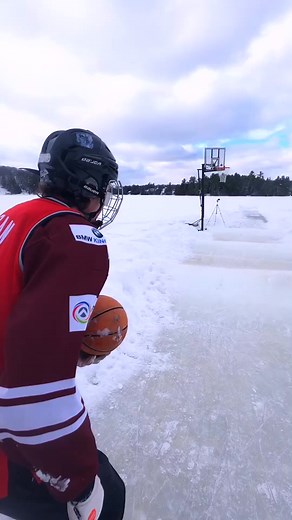 25ft Dunk on Ice Skates 🚀 #robworling14 #winterfun #toocold