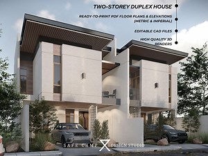 Modern Two-storey Duplex House Plan, 4-bedroom, 4780 Sqft (A3 PDF) - Etsy
