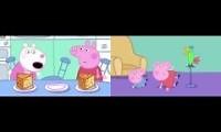 Mix of 2 videos from youtube : Peppa Pig eating cake