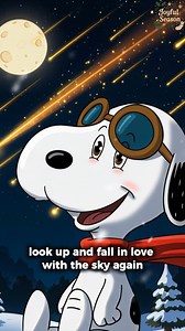 Tonight, Snoopy watches the stars fall… The sky sparkles, the snow whispers, and dreams drift quietly above. 🌠❄️🐾 | Joyful Season