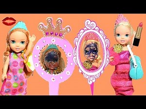 Elsa and Anna Toddlers Dress Up in Mom's Clothes - Stories with Toys and Dolls Playdate at Castle