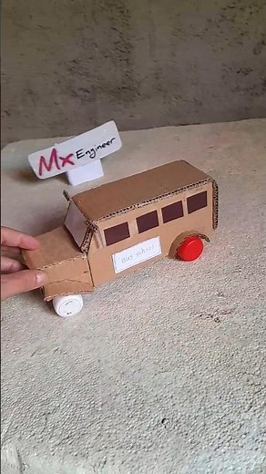 make bus school with cardboard #school #bus #cardboard #diy #craft