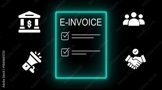 E-Invoice concept, payment tracking, and billing automation. Digital invoice document approval system with checklist for efficient financial management.