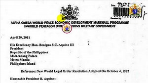 TRUTH REVEALED. ETO NA, IPAALAM NA NATIN TO' SA BUONG MUNDO !!! Various letters send to President Aquino (since 2011) and still unanswered 'til todate. * * For more info, please visit our official page: www.facebook.com/alphaomegaworld (like.us&share) | Alpha Omega World Development Marshall Programme