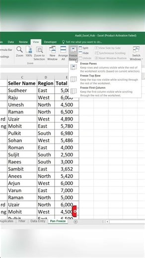 Excel Trick 😱 Freeze Top Row in 10 Seconds! #shorts