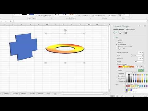 How to Insert Gradient Fill Color and Pattern Fill Effect into Shape in Microsoft Excel 2017