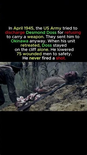 Desmond Doss refused to carry a weapon - and saved 75 men in a single night.. #ww2 #history #shorts