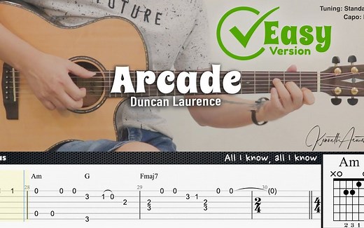 【简单版】又美又悲伤的《Arcade》来啦！【附谱】
