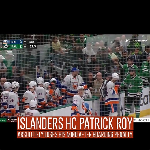 NEW YORK ISLANDERS HEAD COACH PATRICK ROY GOES OFF ON STARS' MIKKO RANTANEN Rantanen recieved a 5-minute major penalty and a game misconduct for a hit into the boards on Islanders' Alexander Romanov. Roy is heard yelling "You're not gonna f**king finish that game!" WOAH 🎥: Sportsnet | Sportsnaut