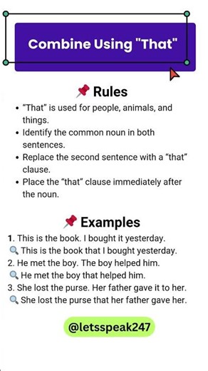 Combine Two Sentences Using That | Class 10 & 12 English Grammar