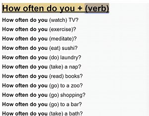8.4K views · 181 reactions | Using "How Often Do You + Verb" | English Grammar & Speaking Practice ️ Want to ask about someone's habits or routines in English? Learn how to use the question structure "How often do you + verb" to inquire about the frequency of actions. This lesson will help you form questions naturally and understand responses effectively. | Empowering English Learning | Facebook
