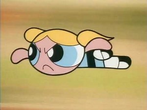 The Powerpuff Girls - Bubbles beats Blossom down on the ground for playing "duck duck goose" game