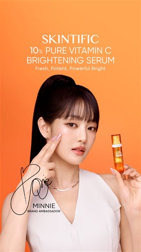 Skintific Official on Instagram: "Introducing the latest from SKINTIFIC: our 10% Pure Vitamin C Brightening Serum with Dual Lock Technology — designed for a stable, fast-acting brightening results without irritation ✨ Unlock your glow just like MINNIE @min.nicha with visibly brighter, radiant skin 🧡 #SKINTIFIC #SKINTIFICxMINNIE #SKINTIFICPureVitC"