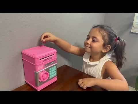 Electronic Piggy Bank for Kids, Money Bank with Password/Music Cute Mini ATM Piggy Bank Coin Can,Aut