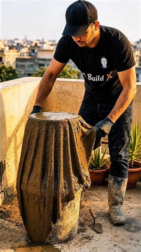 DIY Cement Floor Planter 🌴 | Amazing Handmade Planter Transformation #shorts