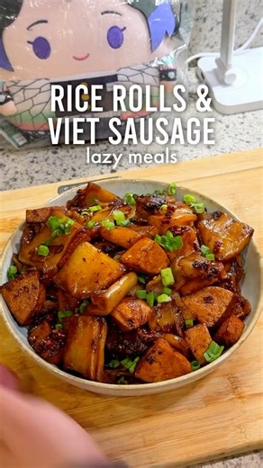 lazy rice rolls with vietnamese sausage (cha lua)