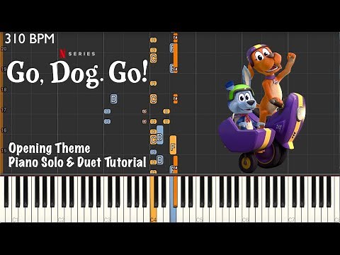DreamWorks' Go, Dog. Go! ~ Opening Theme ~ Piano Solo & Duet Tutorial
