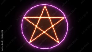 Burning pentagram as mystical concept. Summoning ritual of the devil. Witches and sorcery. Occult circle of mythical witchcraft.