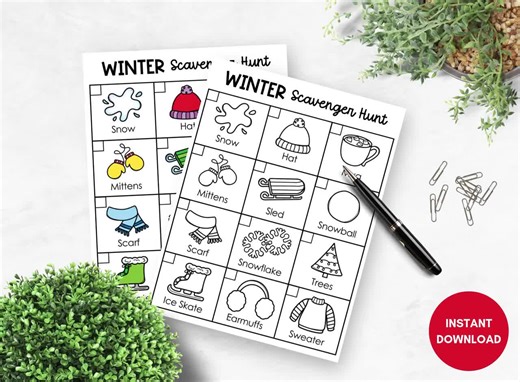 Winter Scavenger Hunt, Printable Indoor and Outdoor Scavenger Hunt, Kids Scavenger Hunt, Winter Activity, Winter Game, Nature Hunt - Etsy