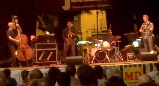 #tbt Ravi Coltrane Quartet with Scott Colley Adam Rogers and Nate Smith 11/07/15 Napoli Italy Marigliano Jazz Festival (full vid on youtube by Ludovico Rimetti) shout out to Adam Rogers and the sound engineer for fixing the bass drum mic | Nate Smith