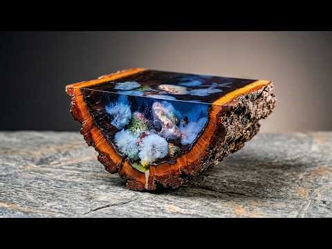 Underwater Epoxy Diorama Made from Tree Bark