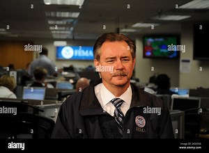 FEMA Administrator David Paulison in the FEMA Video Studio.. Photographs Relating to Disasters and Emergency Management Programs, Activities, and Officials Stock Photo - Alamy