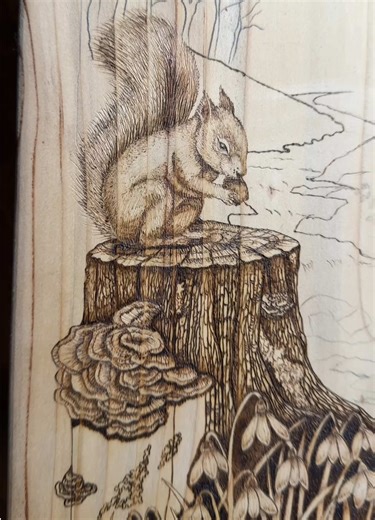 Animals really bring these pieces to life! 🐿️✨ #pyrography #pyrographyartist #woodburning #smallbusiness #fyp